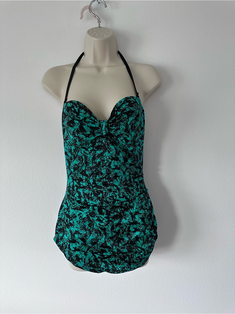Green and Black Printed One-Piece Swimsuit